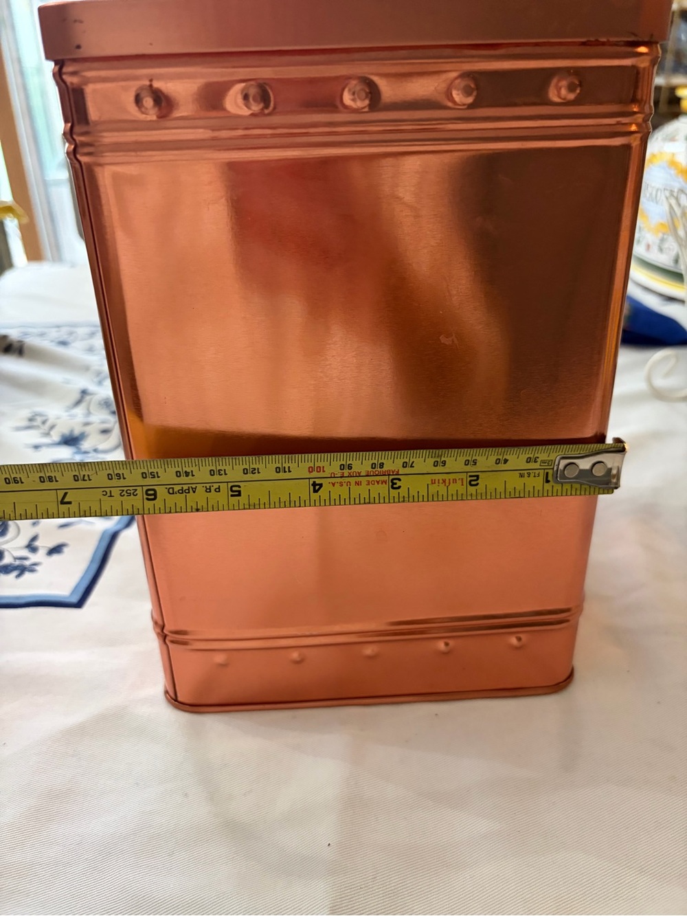 Copper color Metal Storage Tin with Handle - Picture 3 of 5